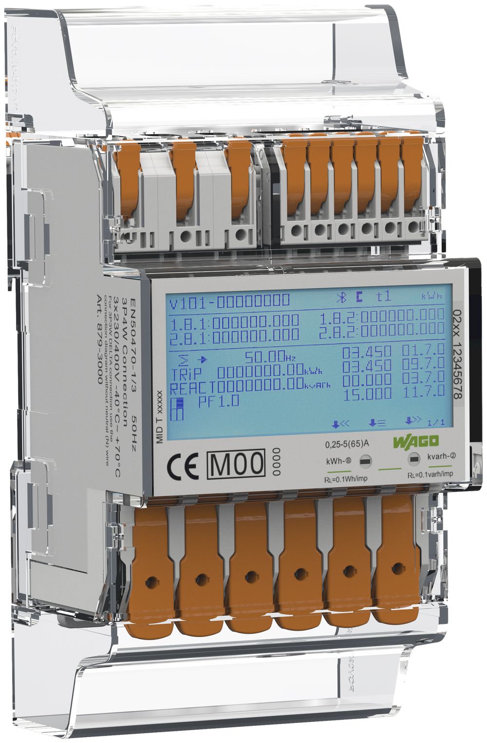 Contatore per consumo energetico WAGO diretto 3×230/400V MID Modbus M-Bus 4PU