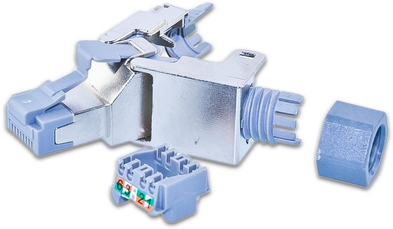Connector RJ45 à montable sur le terrain toolless, introduction droite