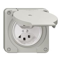 NUP-Steckdose NEVO, 2×T23, IP21, m.LED, lichtgrau