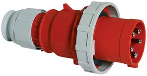 Stecker CEE Bals 5P 63A 400V 6h rot IP67 vernickelt SK, TE-Plus
