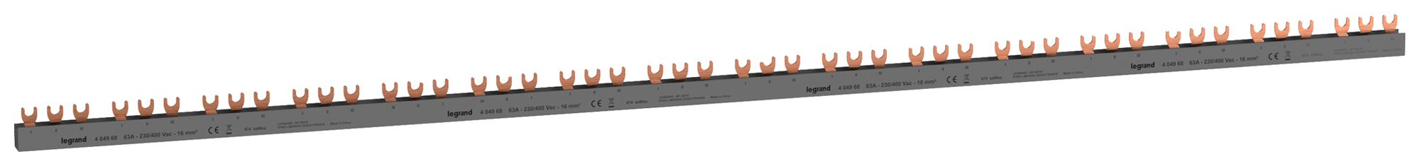 Kammschiene HX³standard 3P 3Ph Gabel 16mm² 80A 990mm grau