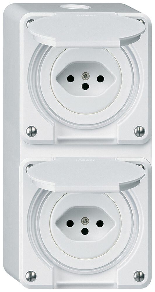 AP-Kombination Hager robusto I-I vertikal Typ 13+Typ 13, weiss