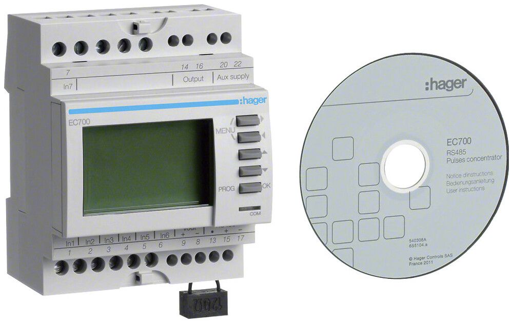 Interface d'impulsion AMD Hager 7 entrées/1 sortie/RS485/0…10V/relais