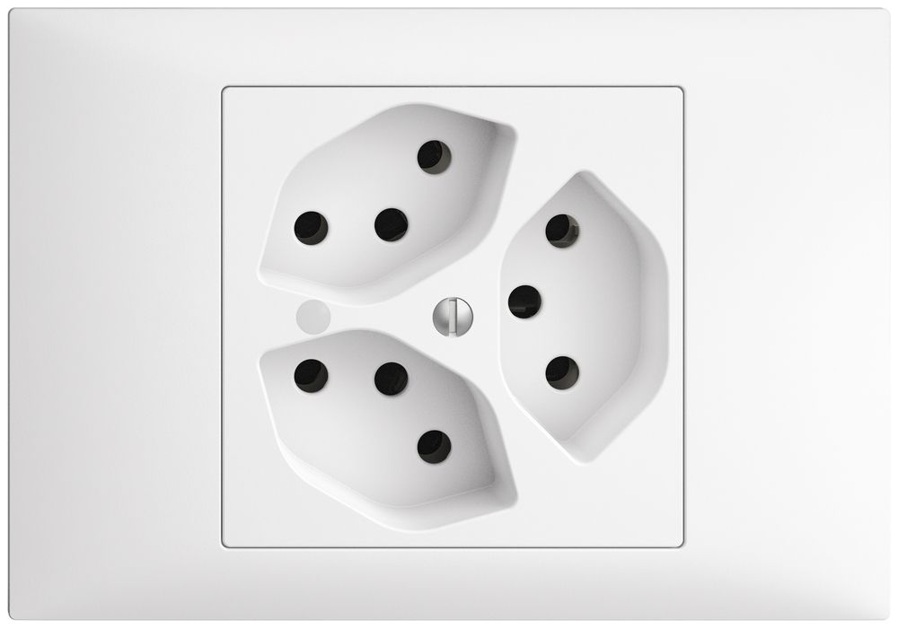 Prise INC EDIZIOdue 3×T13 blanc, avec LED vert