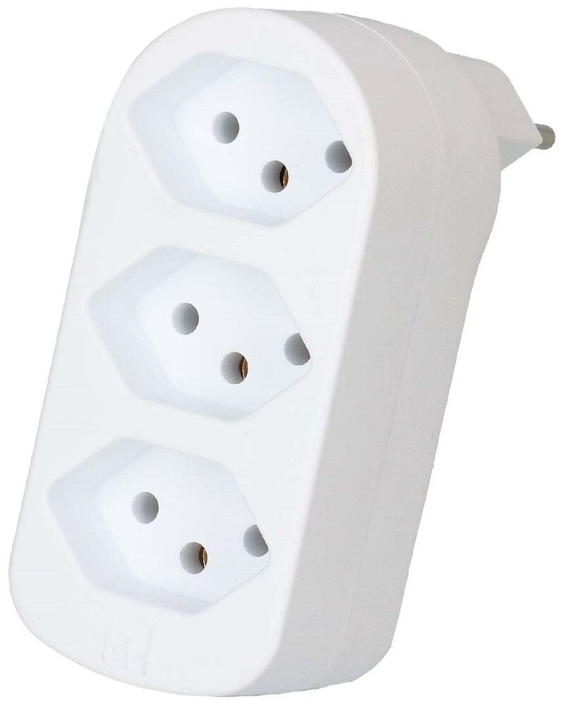 Mehrfach-Stecker MAX HAURI ADAPT SPLIT 10A 3×T13 ws