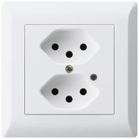 UP-Steckdose Hager kallysto.line 2×T13 beleuchtet C ultraweiss