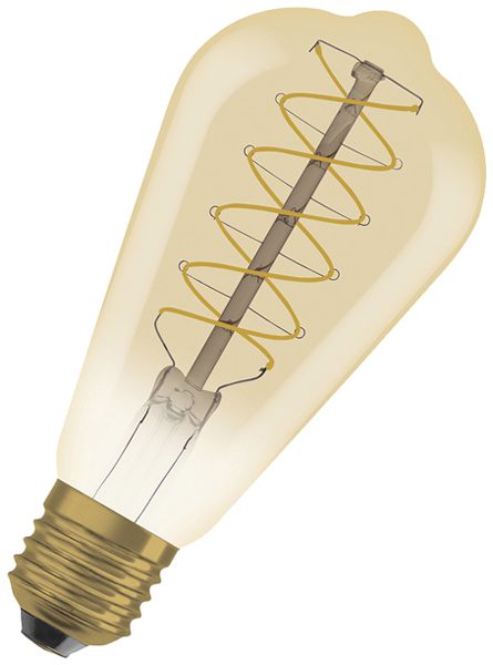Lampada LED LEDVANCE Vintage Edison E27 7W 600lm 2200K REG Ø64×140mm chiaro oro