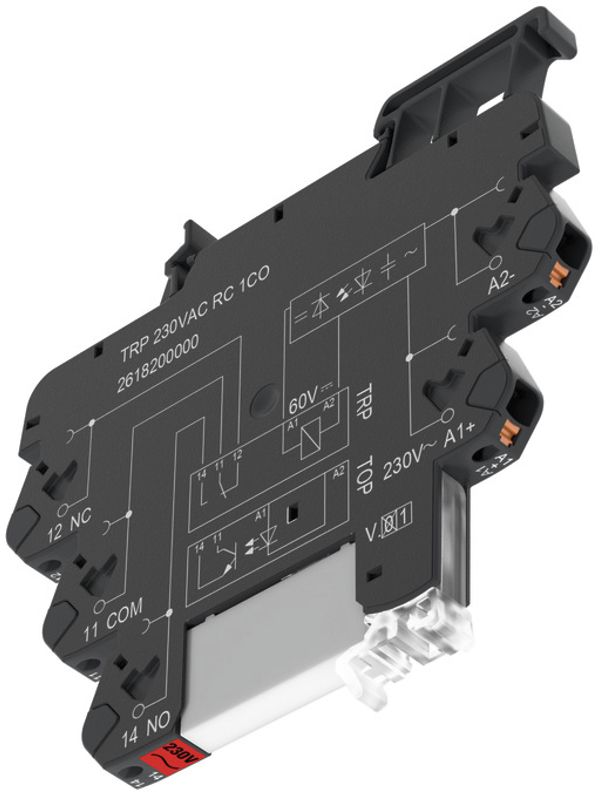 Interface relais WM TRP 230VAC LED vt redresseur circuit RC 1C 250VAC 6A PUSH IN