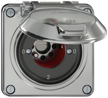 Schlüsselschalter ELEMENT SNAPFIX® 2/1L Klappdeckel 16A 400V 0-1-0-2 alu