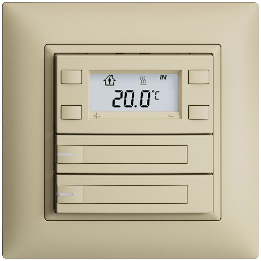 Poussoir RTH ENC KNX 2× EDIZIOdue FMI vanille, avec pap.+LED RGB