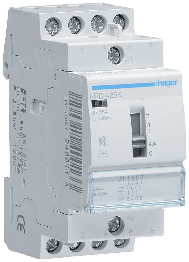 REG-Schütz Hager ERD 24VAC 4 Schliesser 25A brummfrei 2TE
