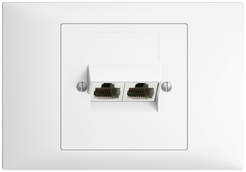 Prise INC 2×RJ45/u 8P sép.EDIZIOdue blanc ITplus