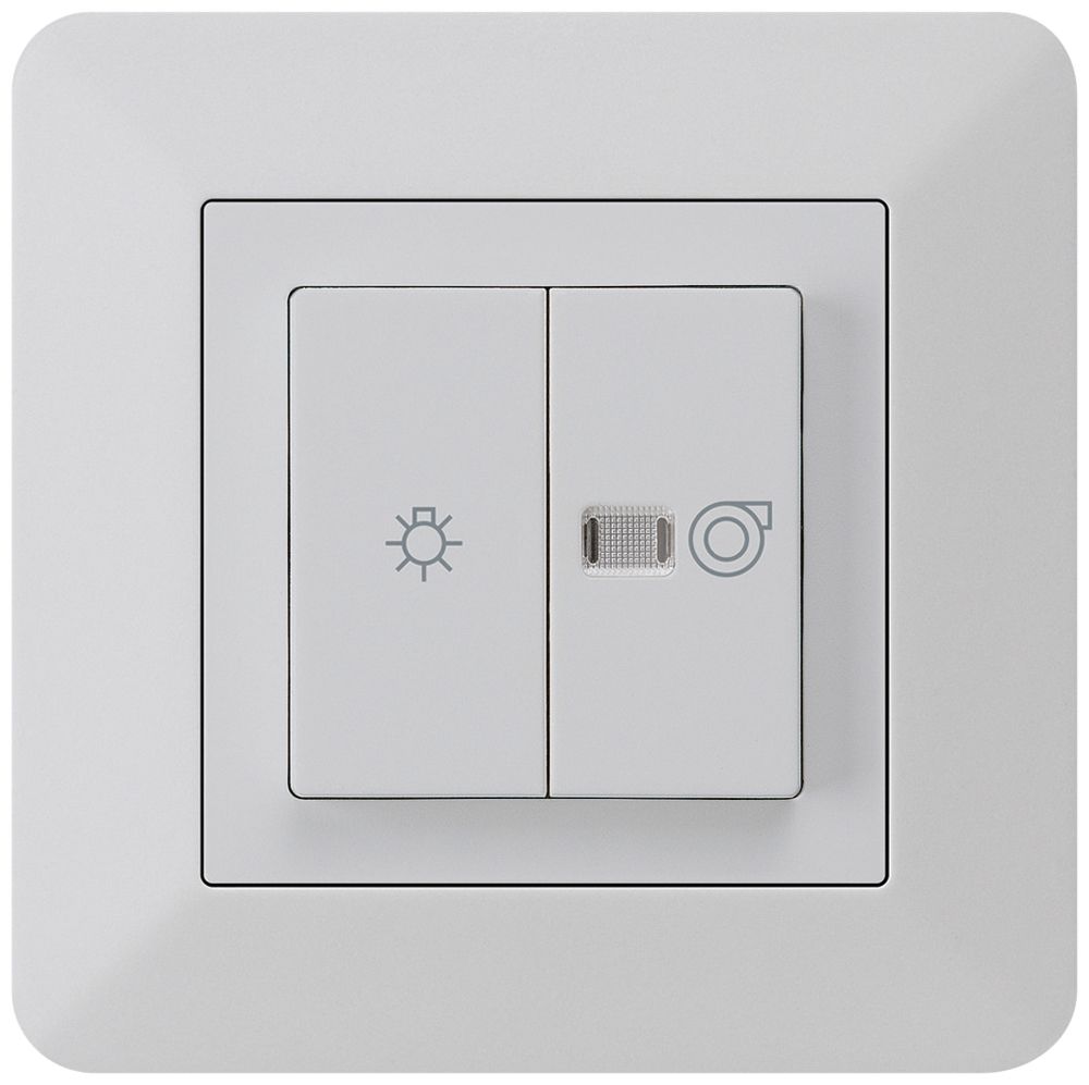 UP-Leuchtdruckschalter kallysto.trend hellgrau 1/1L Symbolen Licht+Ventilation