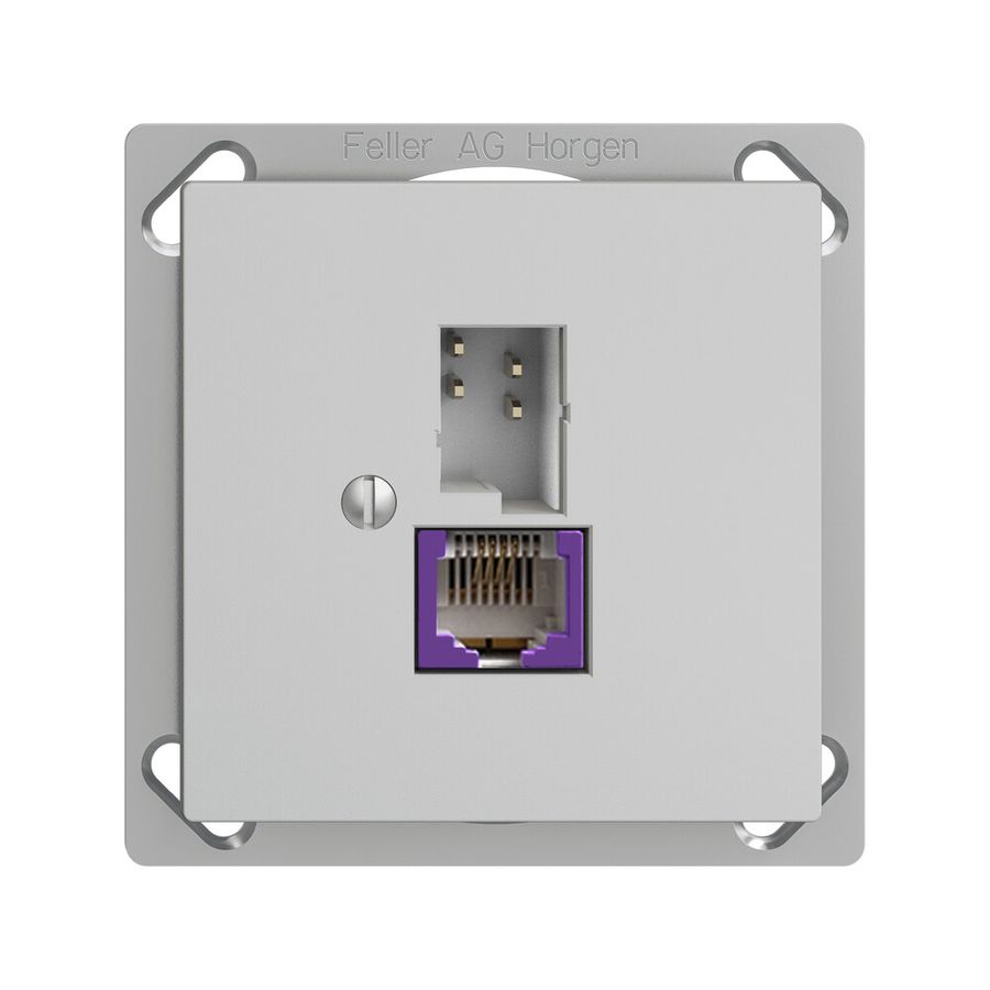 EB-Dose T+T 6P/1×RJ45 DSL-Breitband EDIZIOdue hellgrau