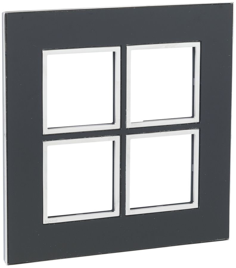 Cadre de recouvrement ATO 2×2 module, verre noir, avec cadre décor