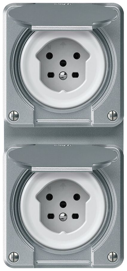 UP-Kombination robusto 2×Steckdose T15 86×146mm Aluminium