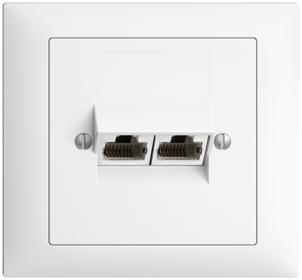 Prise INC 2×RJ45/s 8P sép.EDIZIOdue blanc ITplus