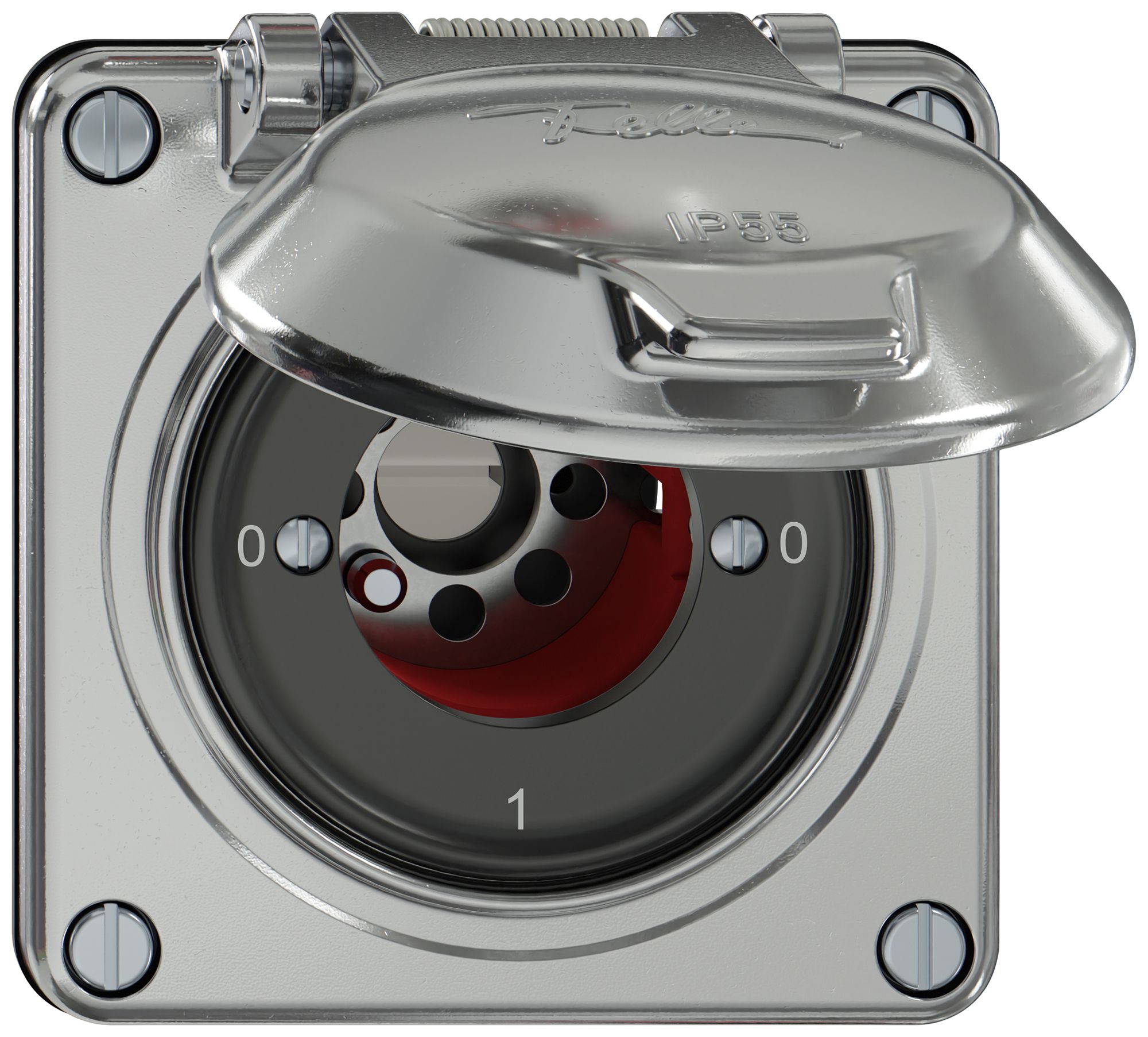 Schlüsselschalter ELEMENT SNAPFIX® 1-polig Klappdeckel 16A 400V 0-1-0-1 alu