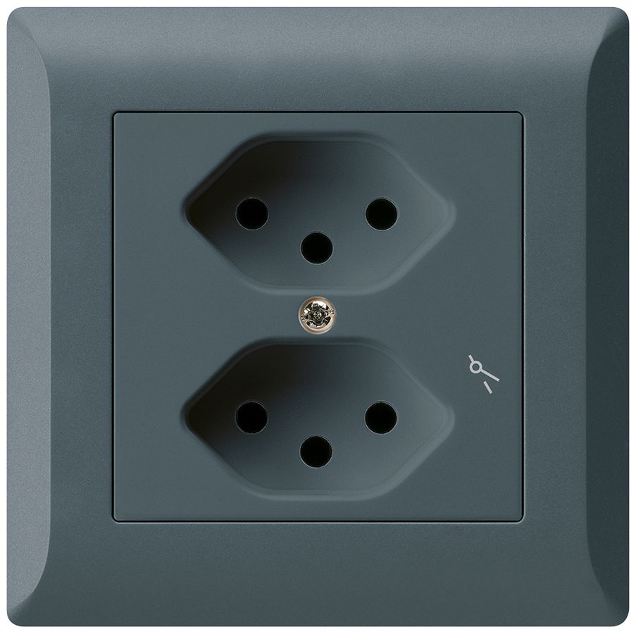 UP-Steckdose kallysto.line 2×T13/1 anthrazit mit Kinderschutz