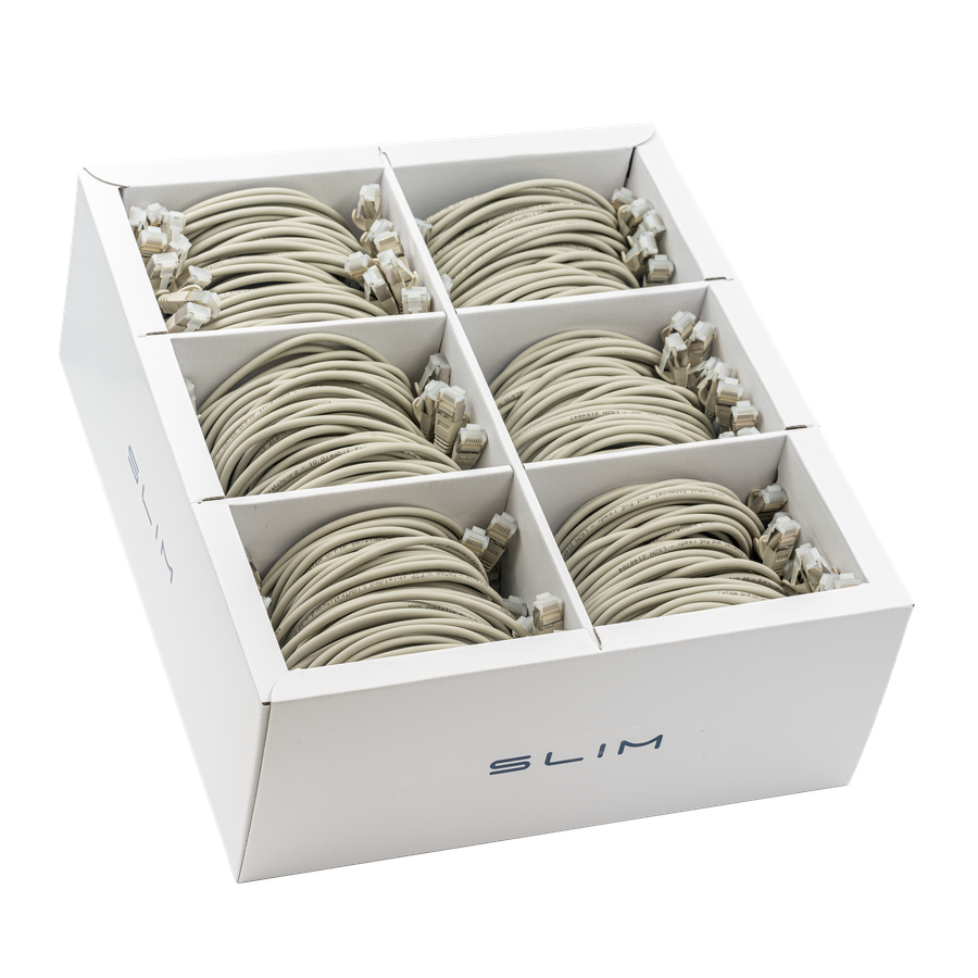 SLIM Patchkabel: 1m, grau, 90-Pack Cat.6A, U/FTP, LSOH, Klinke unbrechbar