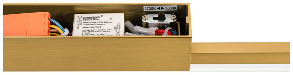 Applique LED SLV QUIMERA 8.2W 320lm 927/930 REG Ø76×413mm ottone