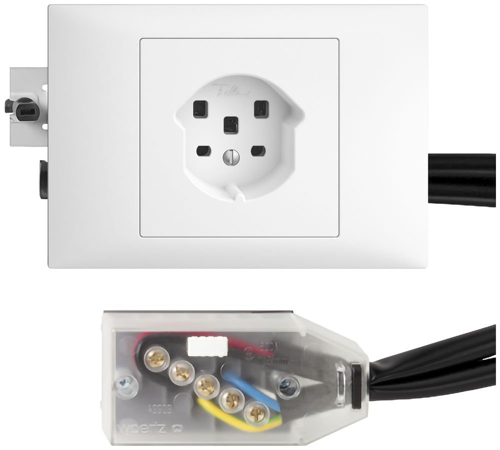 Prise INC EDIZIOdue T25 16A blanc 53mm pour câble Technofil