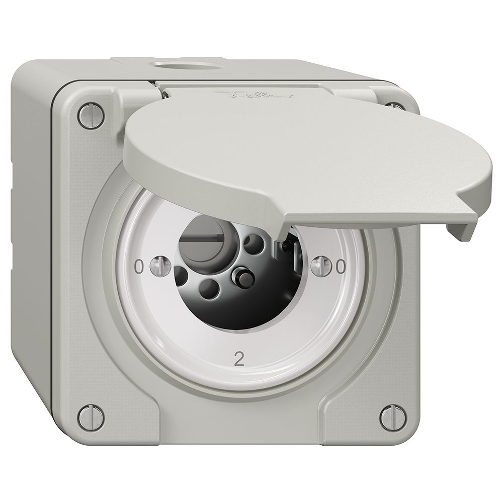 Interrupteur rotatif NAP NEVO, 2/1 L, sans cylindre, KS, 0-1-0-2, gris clair