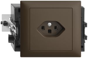 EB-Steckdose EDIZIOdue T23 16A 49…69mm coffee, mit Steckklemmen