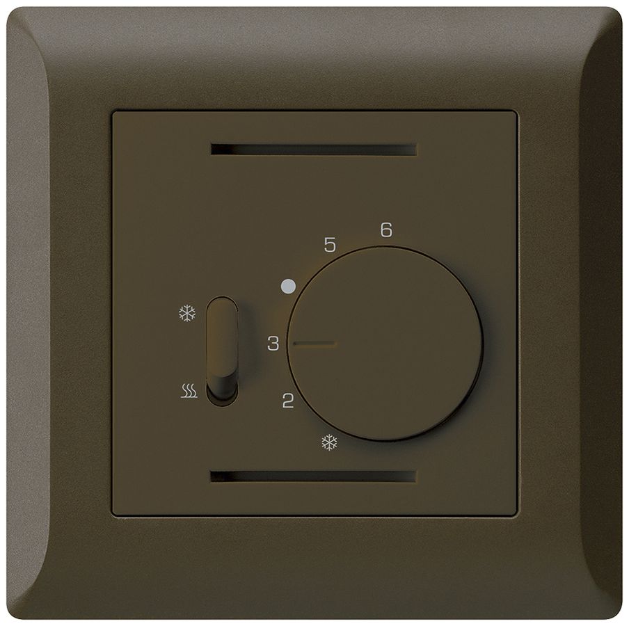 UP-Thermostat Hager kallysto.line, mit Schalter Heizen/Kühlen, braun