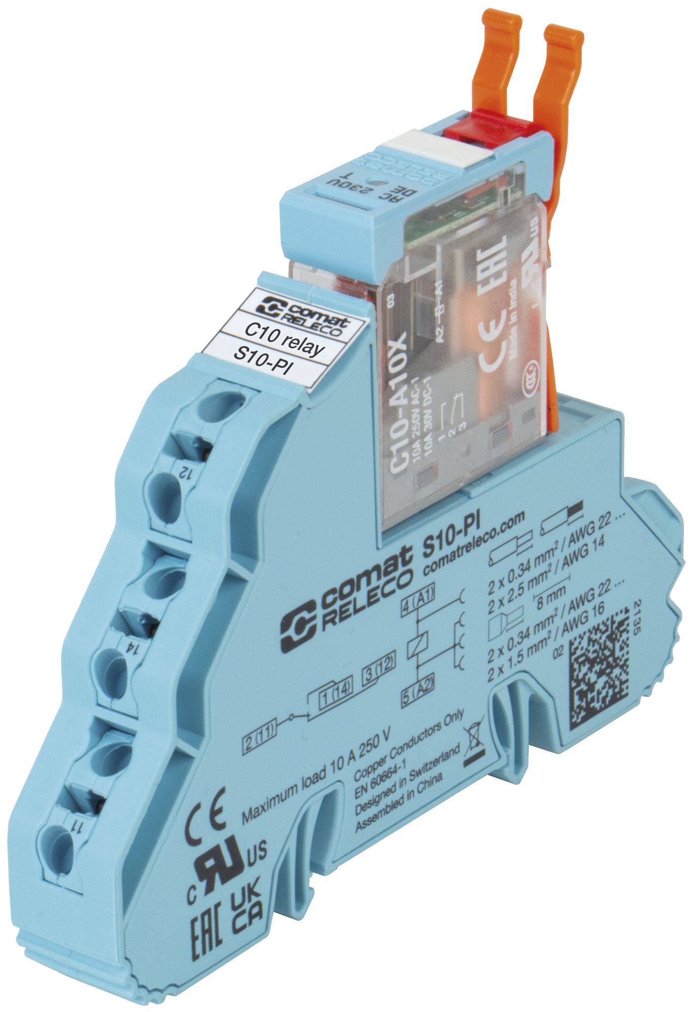 Relais d'interface ComatReleco C10-A10X+S10-PI, 24VDC, 1W AgNi 10A, LED