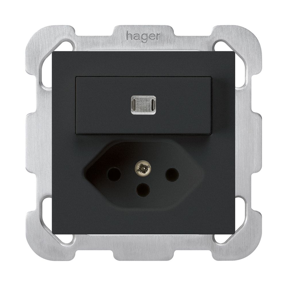 UP-Leuchtkombination A-R/1P+T13 schwarz kallysto mit Befestigungsplatte