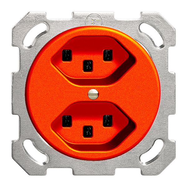 UP-Steckdose 2×T23 16A orange FH, mit Steckklemmen