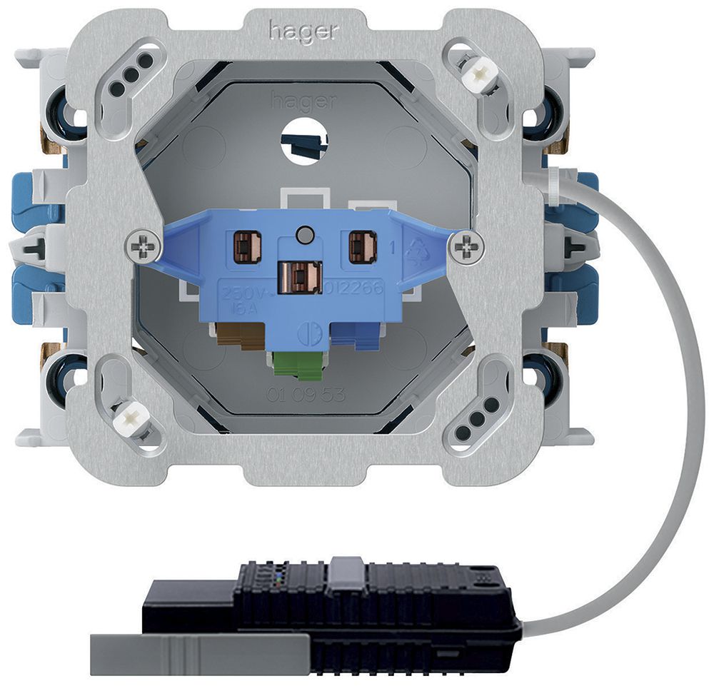 EB-Steckdose 1×Typ 13/23 Hager L2 Rundkabel mit EB-Dose G3