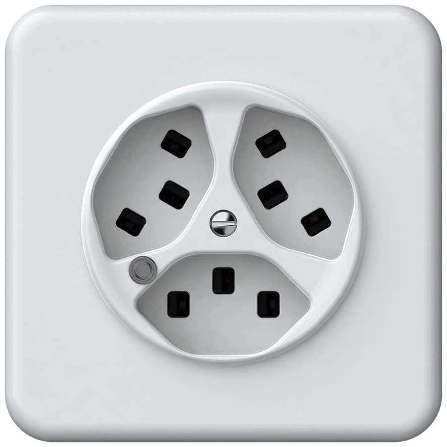 UP-Steckdose origin 3×Typ 23 bel.grün 16A 230V 92×92mm weiss
