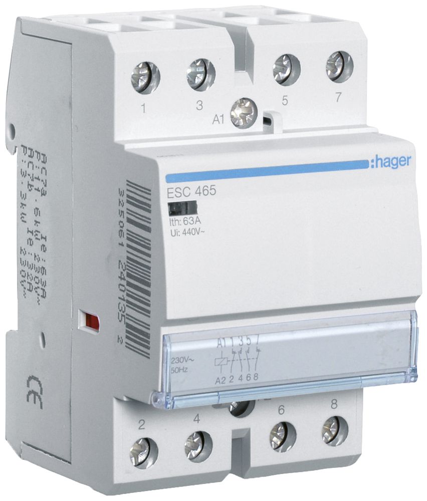 REG-Schütz Hager 230VAC 2 Schliesser 2 Öffner 63A 3TE