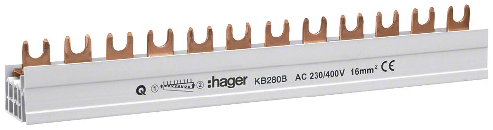 Kammschiene Hager 2L Gabel 16mm² 80A 1000×56mm weiss