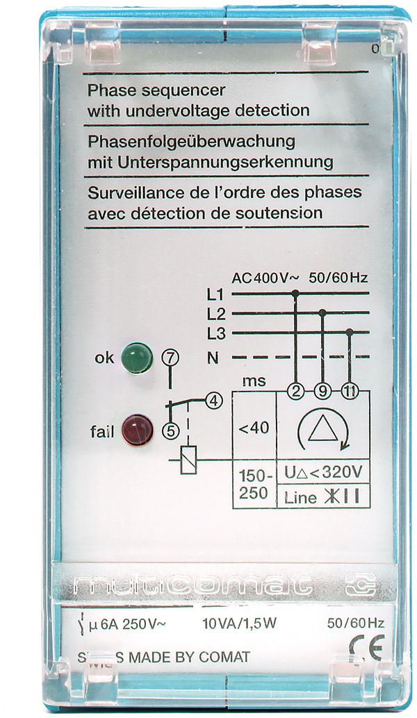 Phasenfolge-Überwachungsrelais ComatReleco SSU31, 400VAC