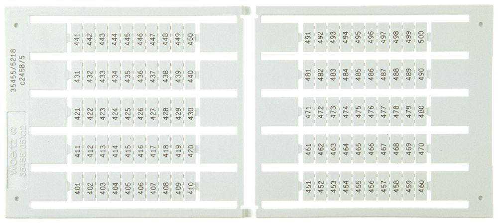 Etiquette de marquage 6×12mm 10×1…10, 5 cartes à 100