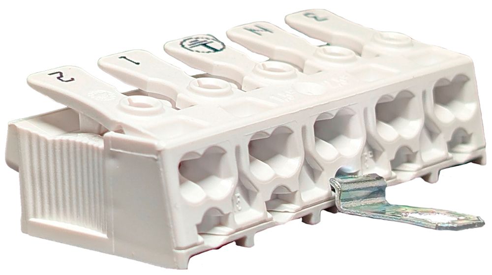 Borne de connexion 5P 0.5…2.5mm² leviers de commande étrier de mise à terre bc