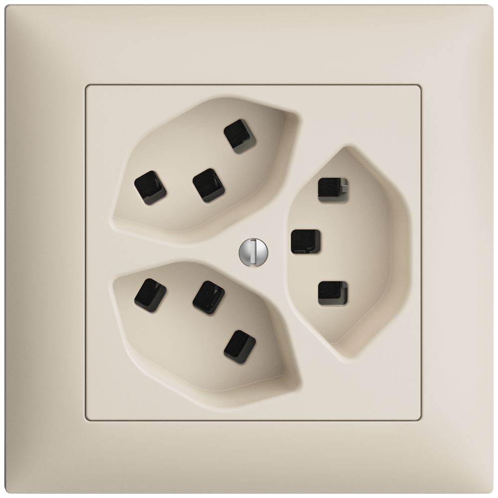 UP-Steckdose 3×T23 16A EDIZIOdue crema, mit Steckklemmen