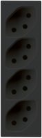 EB-Steckdose Hager 4×Typ 13 1×geschaltet FLF schwarz