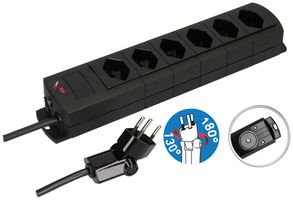 Steckdosenleiste MH 6×T13 Prime-Line Td 3×1mm² 3m schwarz Magnete Clip-Clap