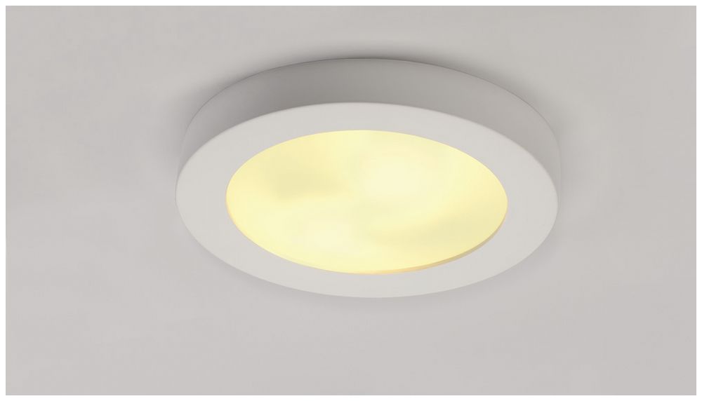 Plafonnier SLV GL 105, 2×E27 25W plâtre rond IP20 blanc