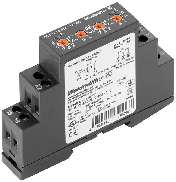 Zeitrelais WM TFIS 12…240VUC 1CO CG, 1W 8A, Schraube