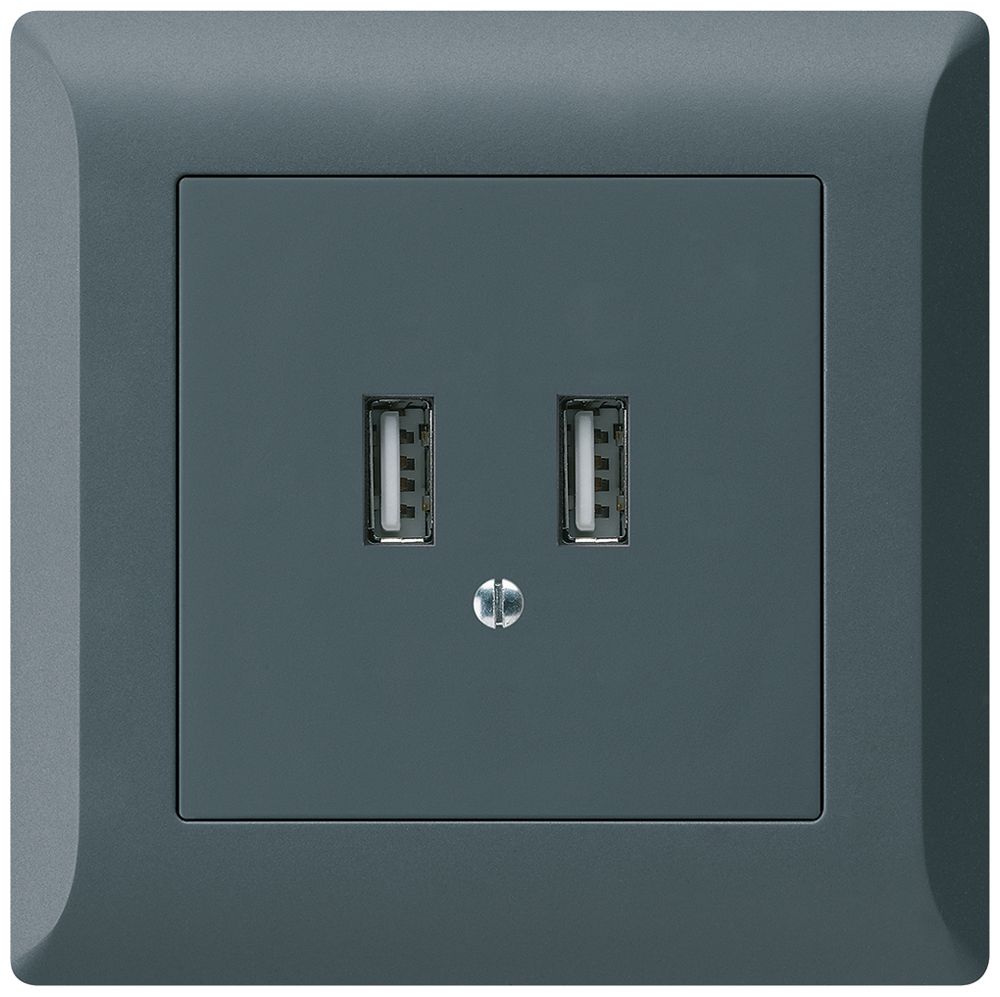 UP-USB-Ladesteckdose Hager kallysto.line 240V 2400mA anthrazit