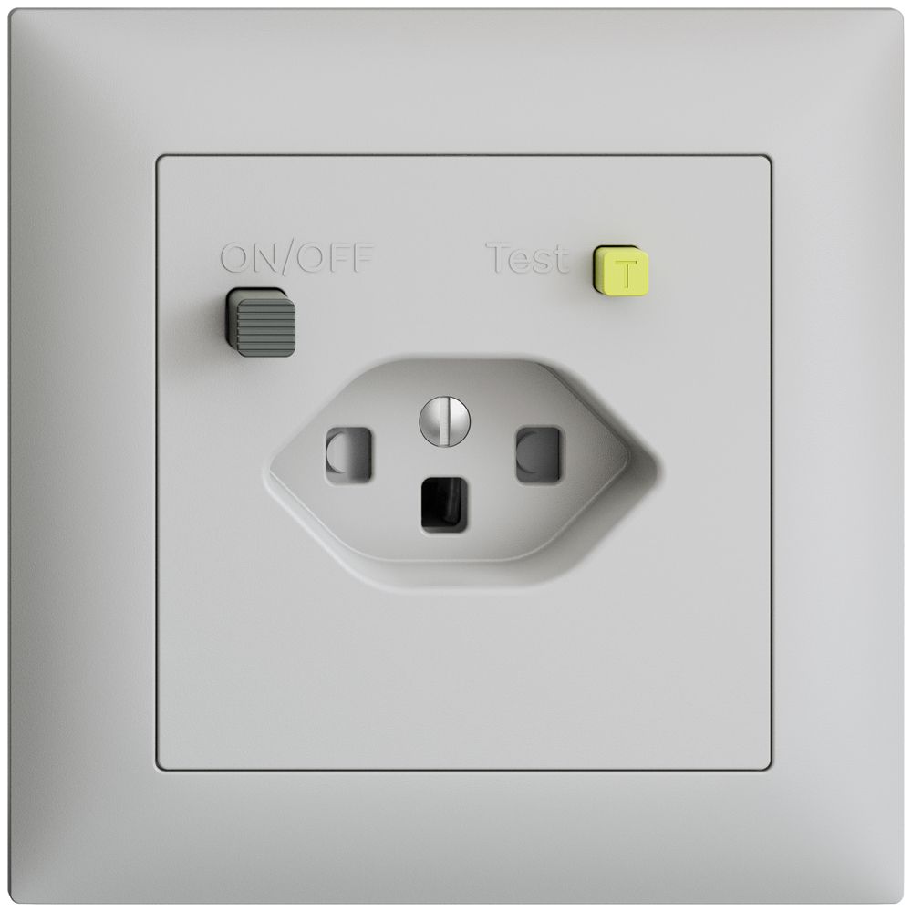 UP-Steckdose EDIZIOdue T23 FI 30mA FMI, shutter, hellgrau