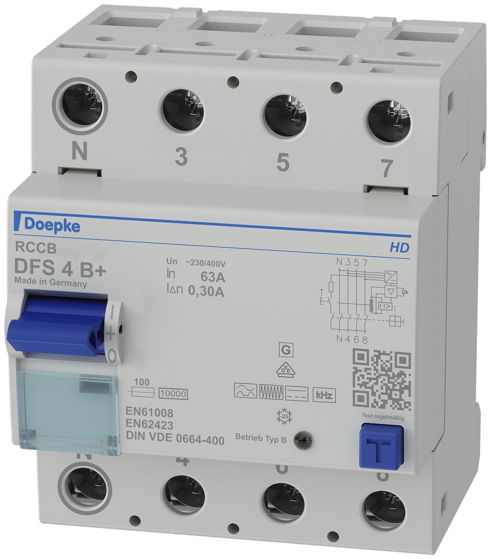 Interrupteur différentiel Doepke DFS 4 B +, 63A, 300mA, 4L, N gauche