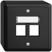 Kit montaggio AP EDIZIOdue, uscita dritta, per 2×Keystone, nero