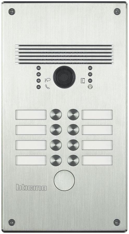 Interphone portier ENC avec vidéo Bticino 2×4 touches inox.