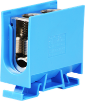 Abzweigklemme Woertz 70…120mm² 269A 800V Schraubanschluss 2×1 TH35 blau